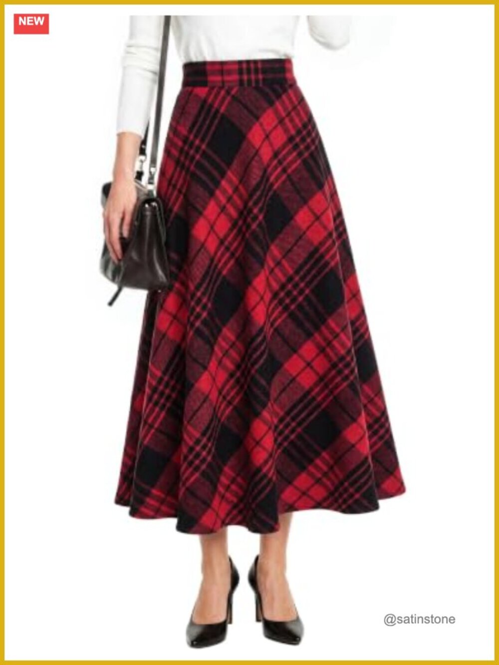 Plaid A-Line Skirt with Pockets High Waisted Midi Skirt Tartan